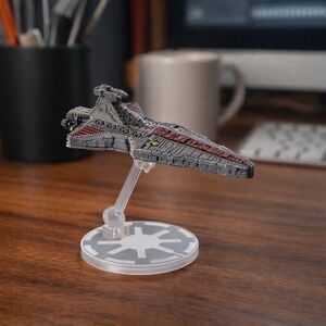 Star Wars Hot Wheels Starships Republic Attack Cruiser Mattel and Flight Stand
